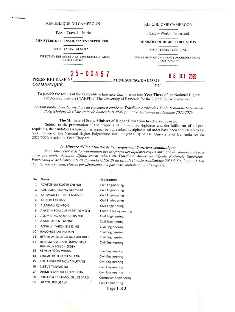 Results of the Competitive Entrance Examination into Year Three are released!!!