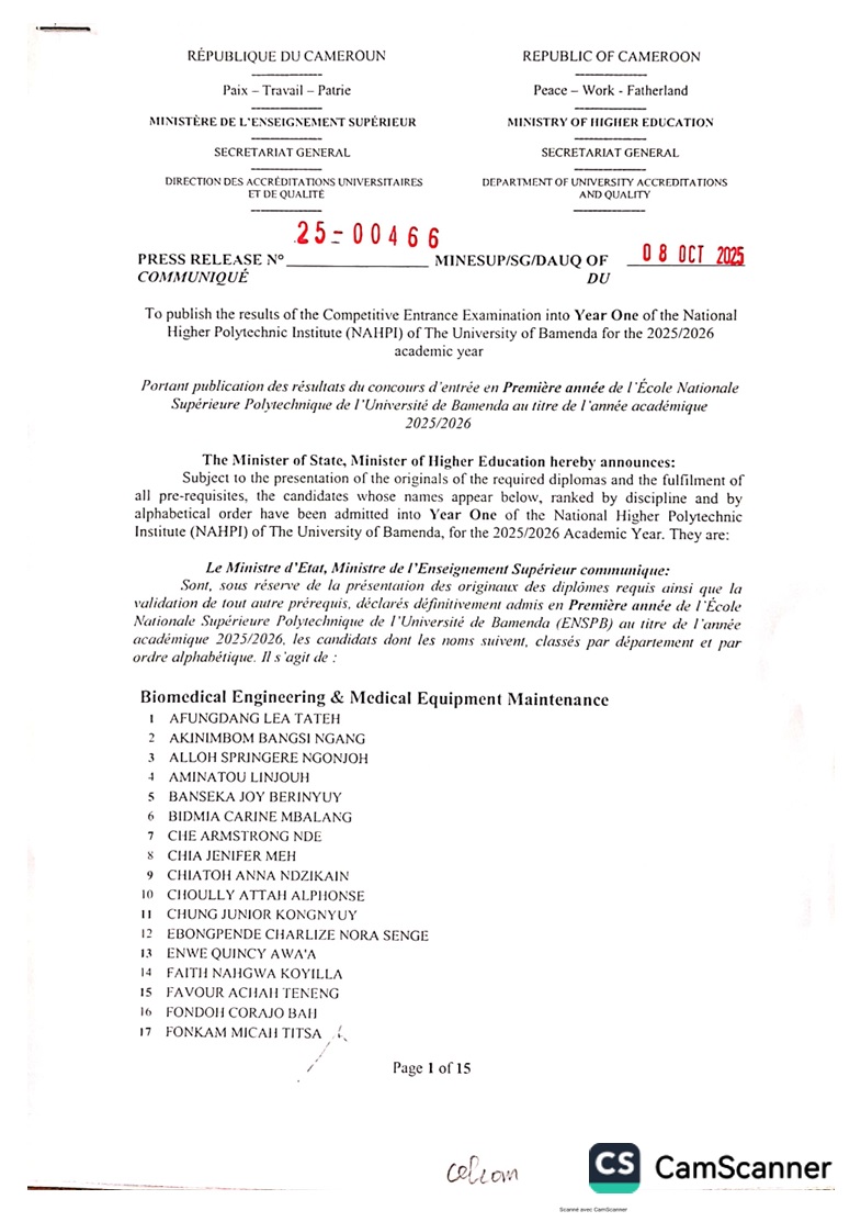 Results of the Competitive Entrance Examination into Year One are released!!!